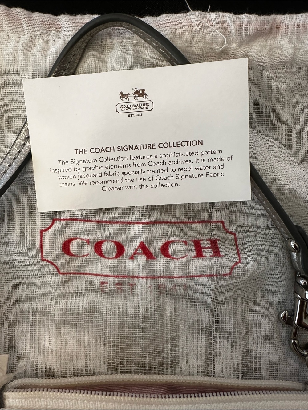 COACH Cream Signature Wristlet with Silver Trim - Picture 4 of 10